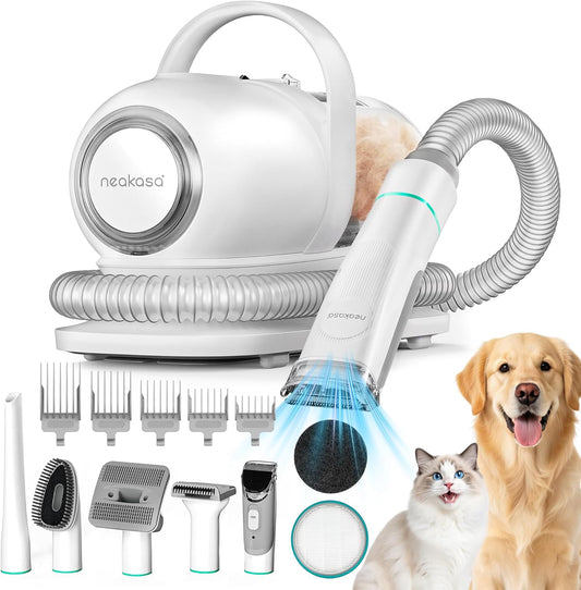 Neakasa P1 Pro Dog Grooming Vacuum Kit, 6-In-1 Pet Hair Grooming with Clippers and Vacuum, 9000Pa Suction, Low Noise, 1L Dust Cup for Home Shedding & Trimming