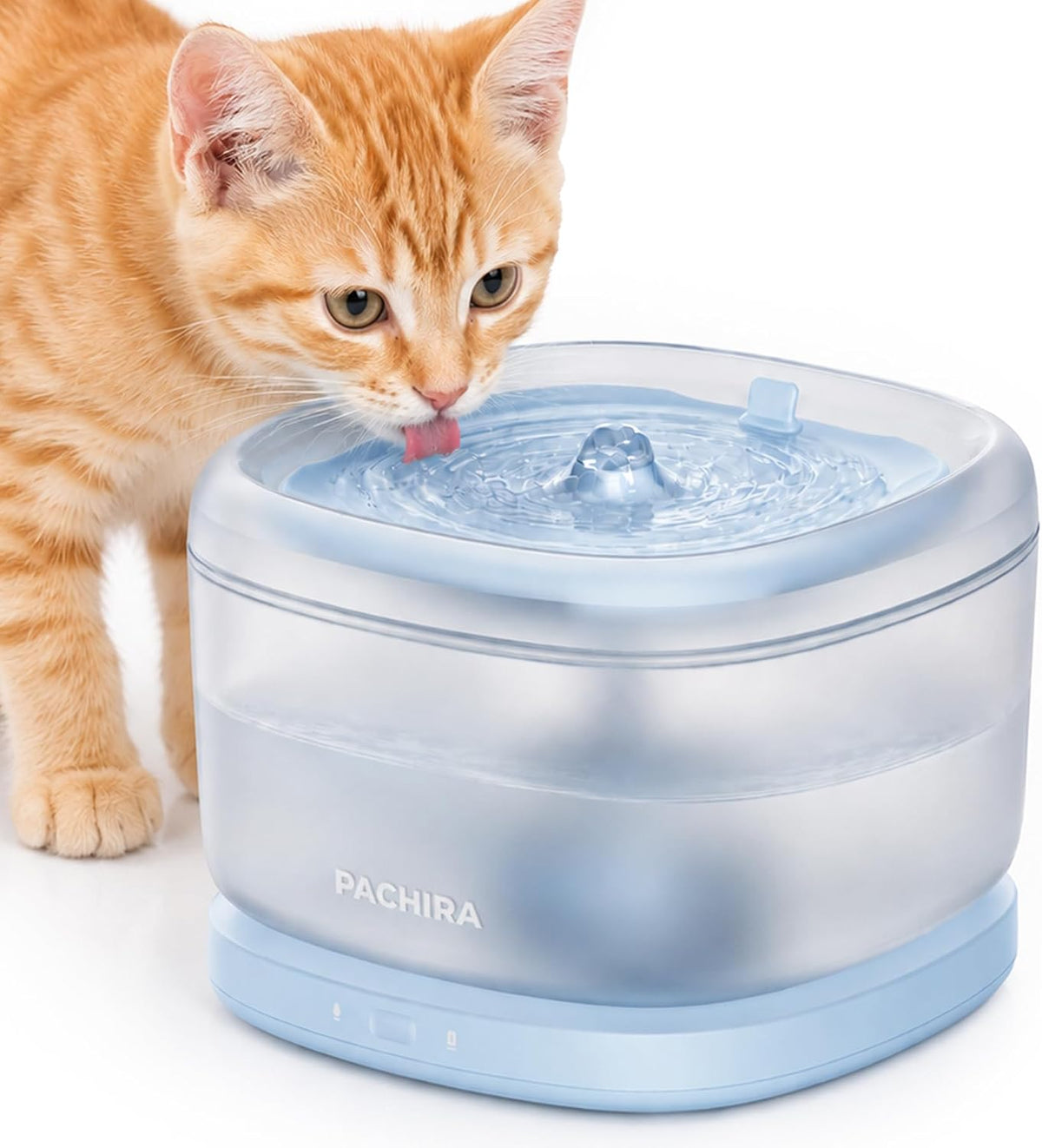 PACHIRA Cat Water Fountain Ceramic Tray, Wireless Pump Cat Fountain, Ultra Quiet Cat Drinking Fountain, 2.5L Pet Automatic Water Dispenser, Easy Cleaning Design for Cats and Small Dogs (Blue)