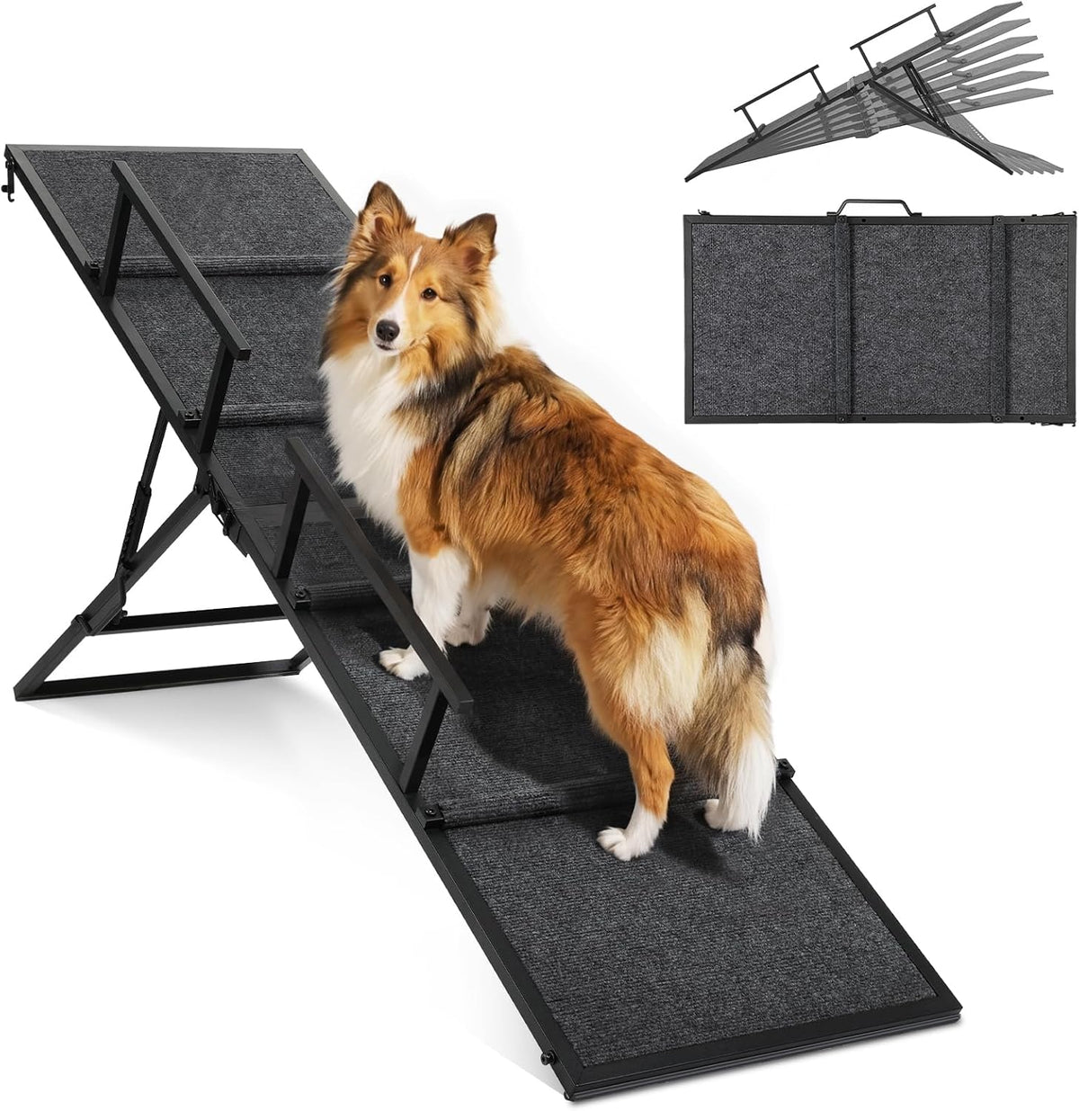 Dog Ramp for Bed Couch, 63" Long Foldable Pet Ramp for Small to Large Dogs