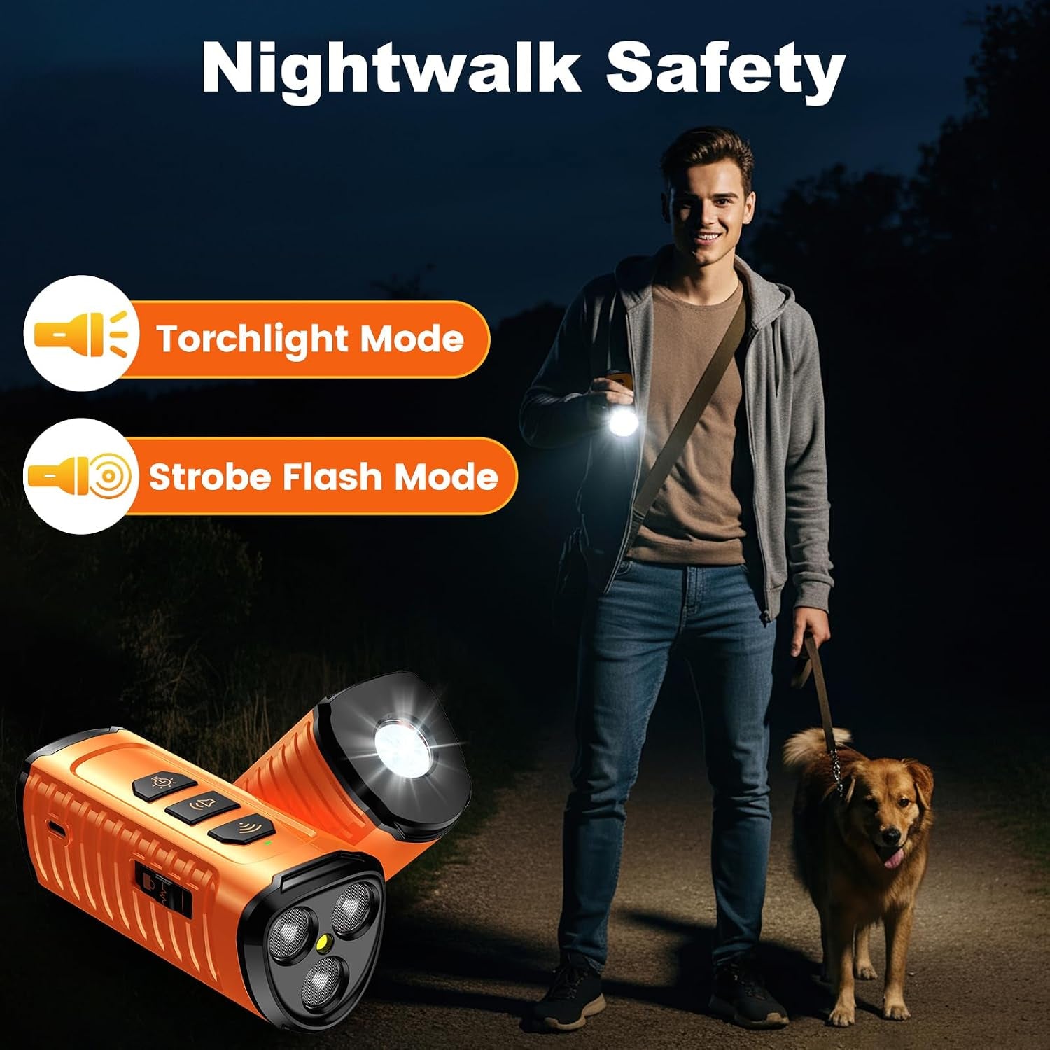 Cbersmg Dog Bark Deterrent Device 3X anti Barking Device for Dogs, 5 Modes Stop Neighbors Dog Barks No More Safe for All Dogs 50FT Bark Control Indoor Outdoor with Flashlight,Dog Training Device
