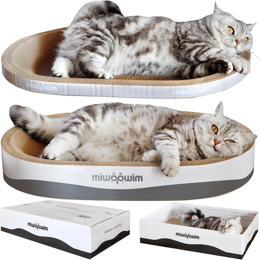 23.6" Extra Large Cat Scratcher Bed & Box Set, Oval Lounge Bowl