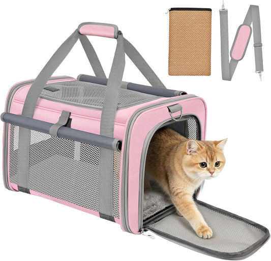 Soft Cat Carrier for Anxious Pets with Privacy, Top Load Pet Travel Bag