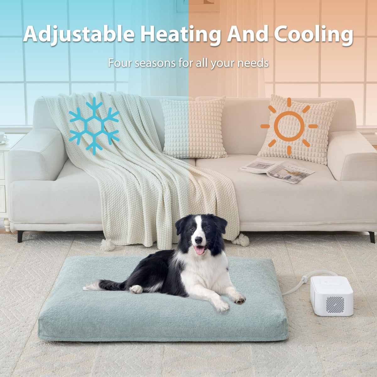 Consistent Warm and Cold Water Pad, Pet Bed Heating & Cooling System, No Electric Shock or Chemical Gel Needed, Machine Washable Bed, Ideal for Home and Crates (Cooling & Heating Green, 35" X 22")