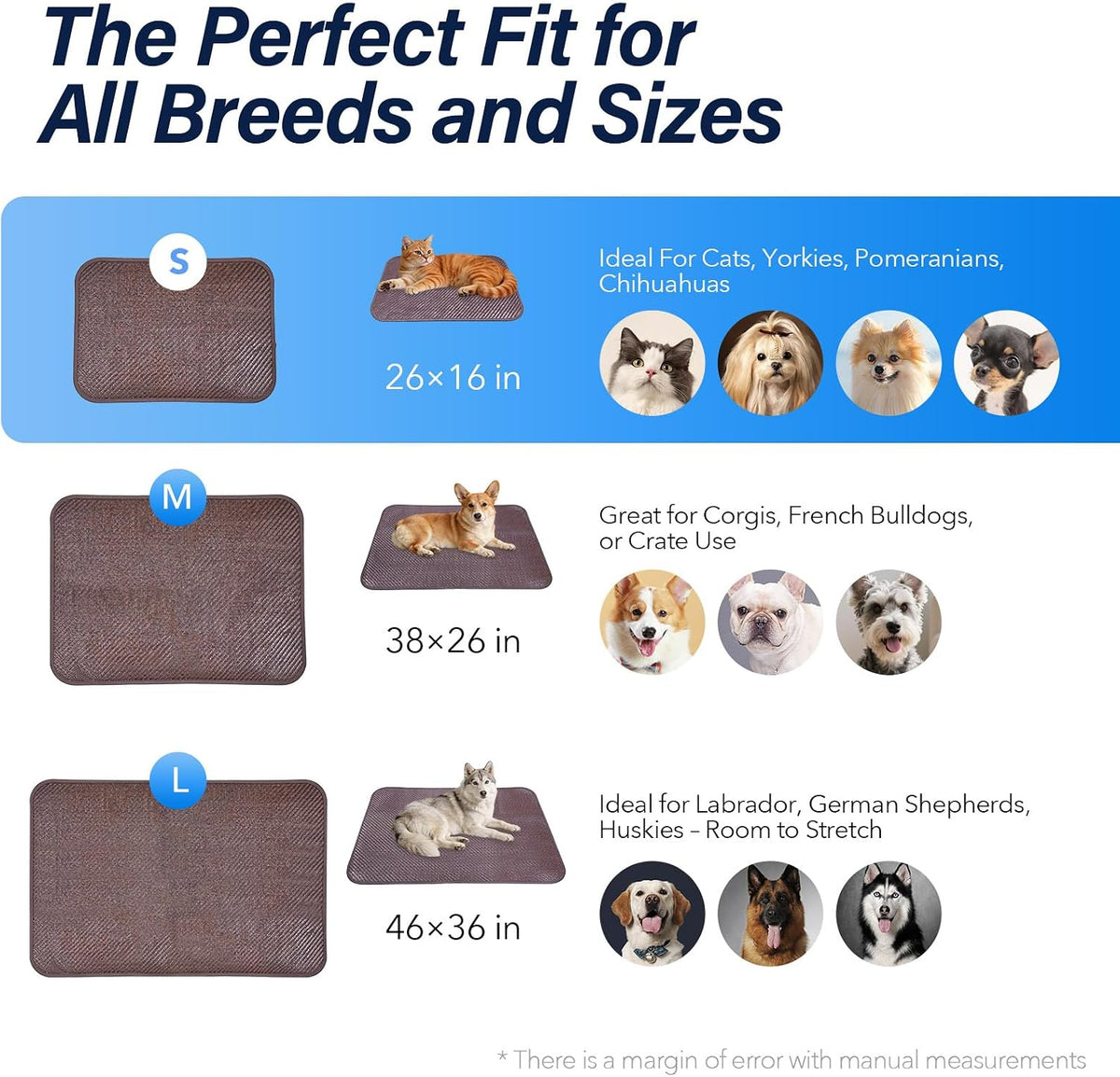 Woven Cool Mat for Cats, Waterproof Rinse-Clean Pad, 26" X 16"
