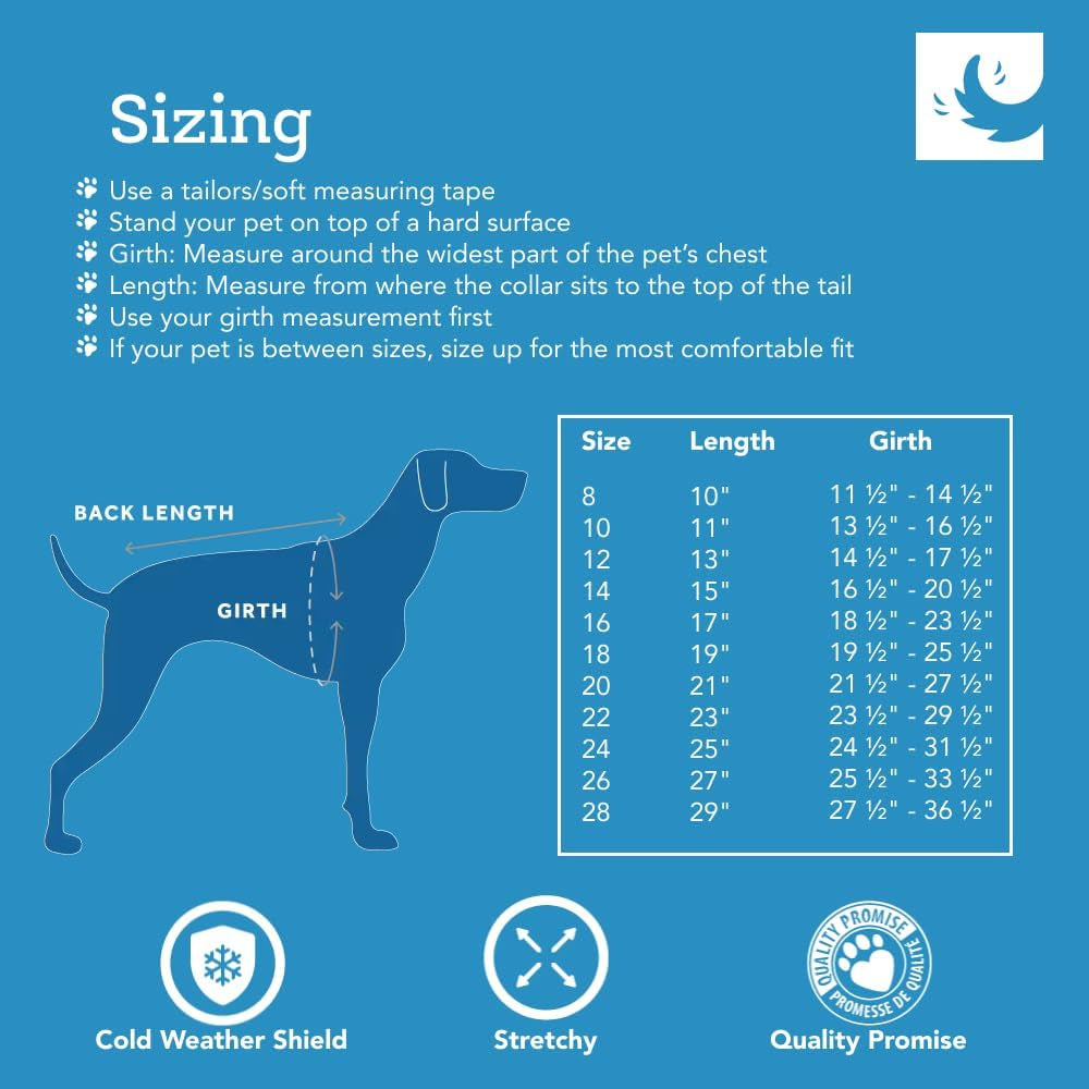 RC Pet Products Baseline Fleece Dog Coat, Everyday Base Layer (Arctic Blue/Tennis, 22)