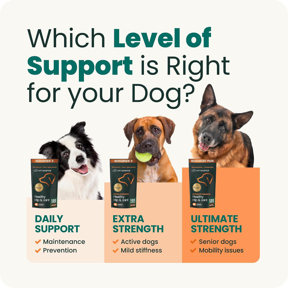 Vetriscience Ultimate Strength Healthy Hip & Joint for Dogs, Duck, 120Ct