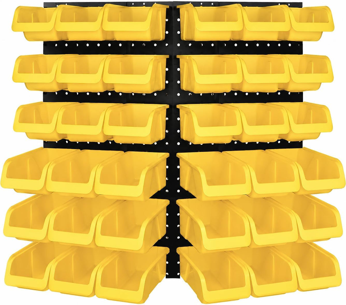 Pegboard Bin Kit – 36 Pack, 18 Medium & 18 Large Yellow Cups for Hardware