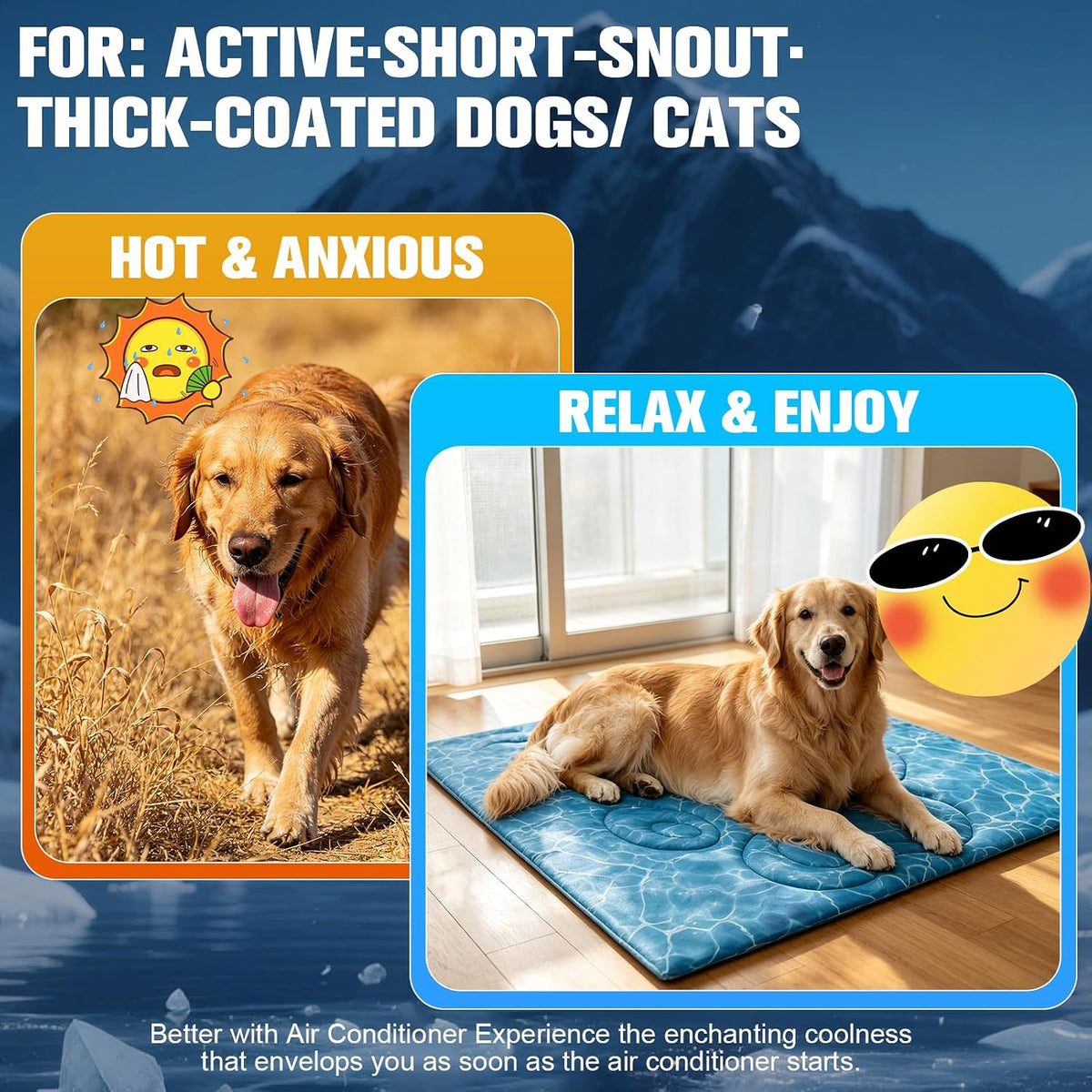 EXPAWLORER Dog Cooling Mat, Double-Sided Foldable Dog Bed for Dogs Cats Large Kitten, Pet Self Cooling Kennel for Summer, Blue Pad Coolings Dog Blanket for Crate Car Both Indoorand Outdoor Washable