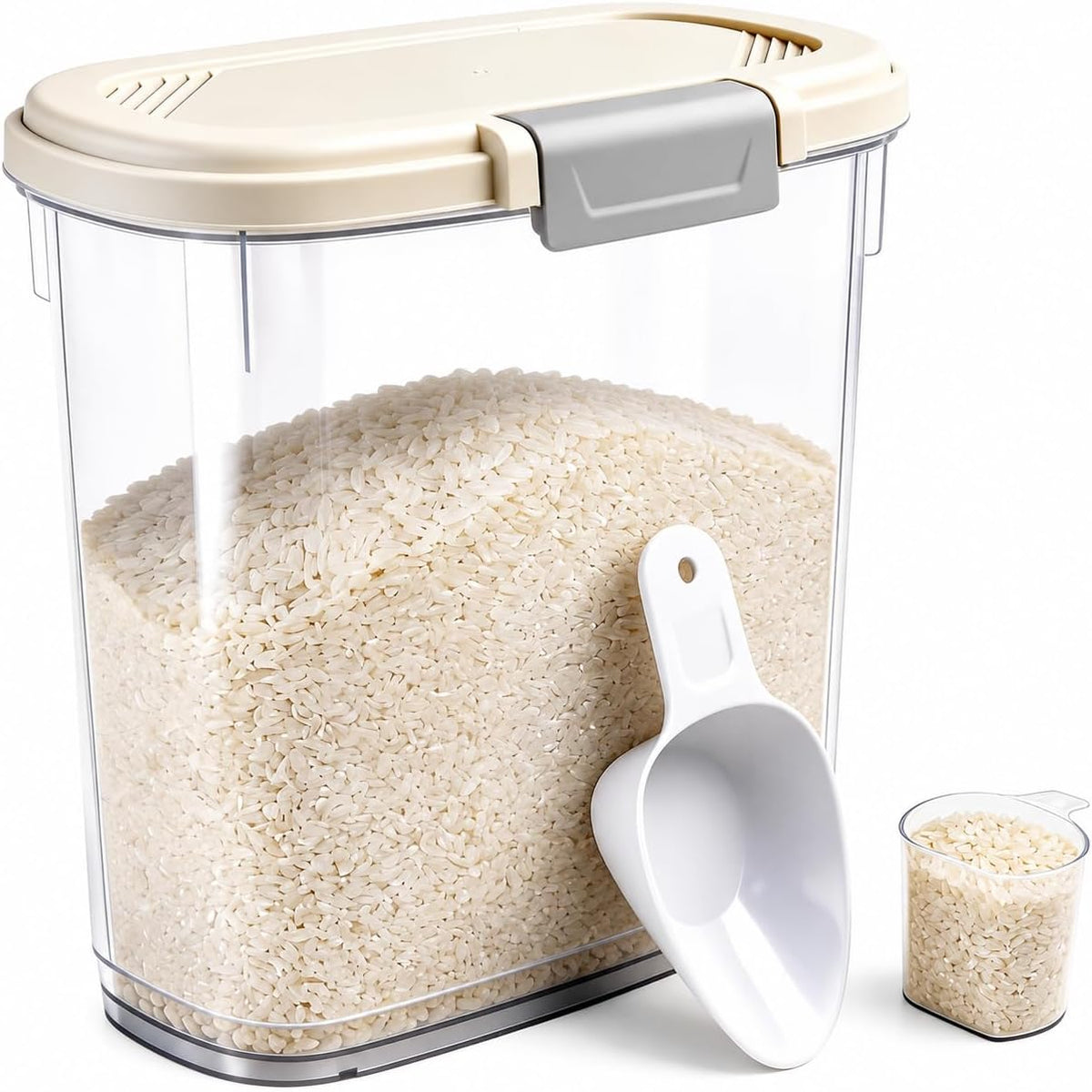 Large Rice Storage Container 15-20 Lbs, Tall Flour Container Dry Food Bin