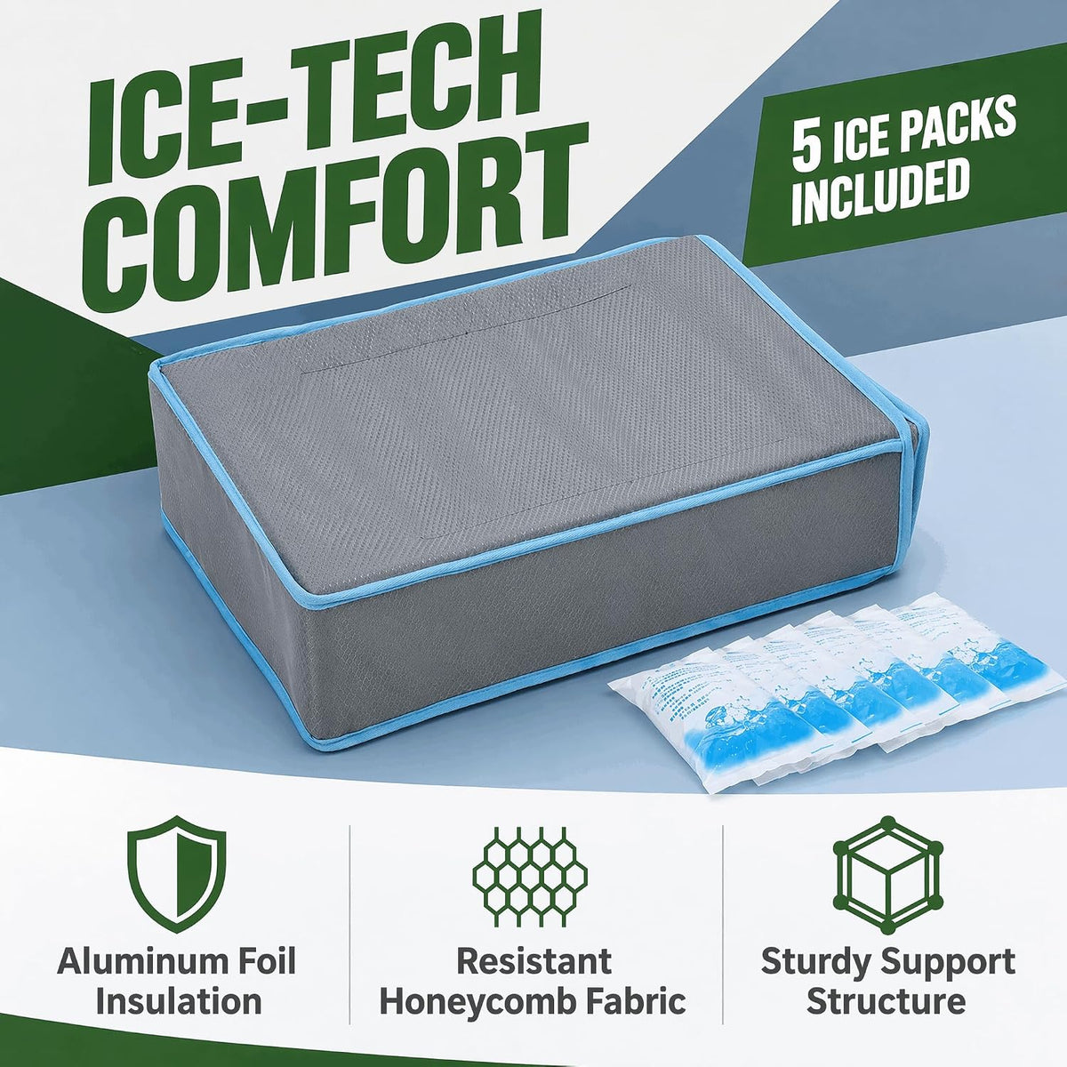 Ice Pack Dog Cooling Mat 51.5X38X14Cm, Small Medium Dogs, Grey