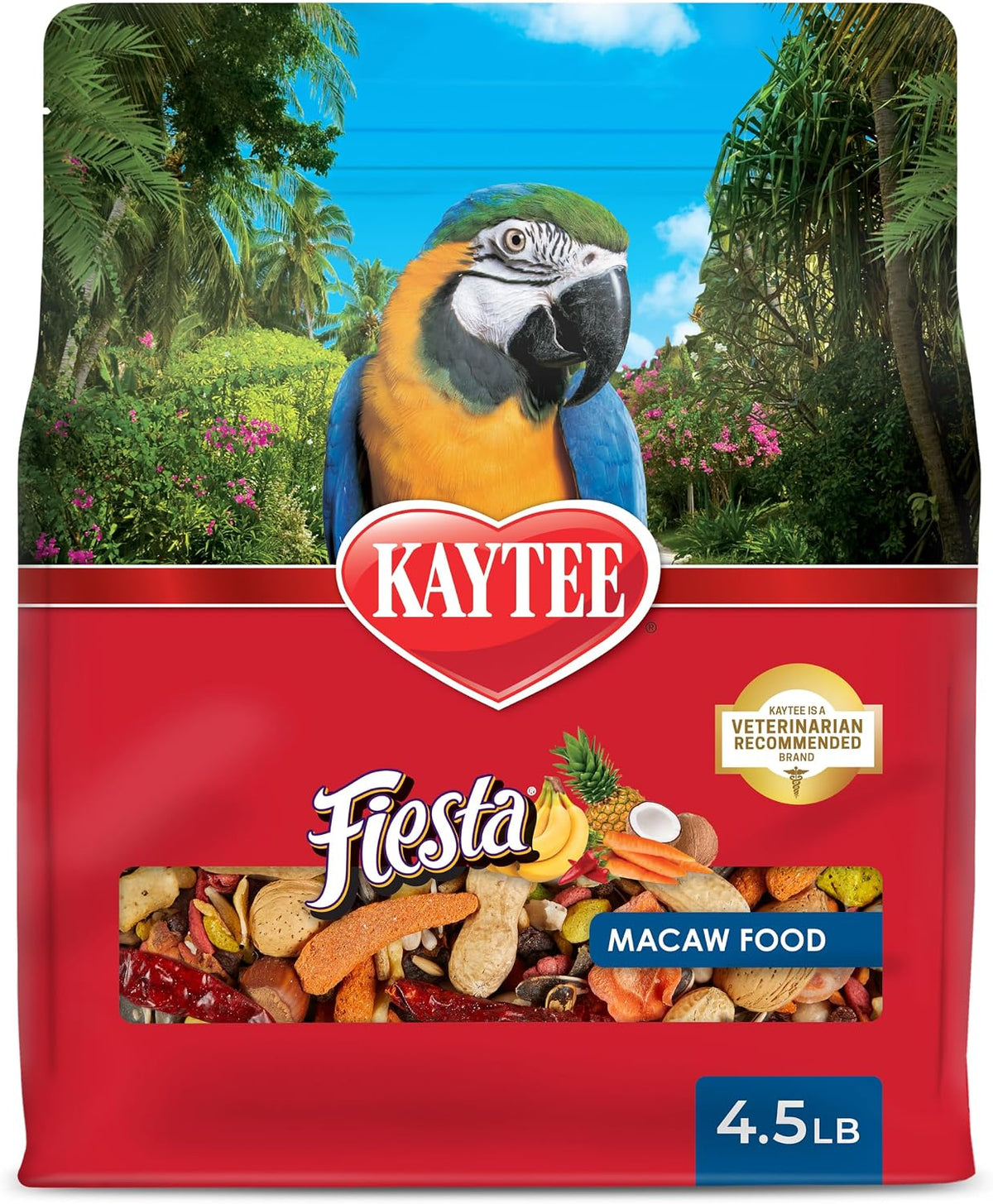 Kaytee Fiesta Macaw Food, Nutritious and Fun Blend, 4.5 Pounds
