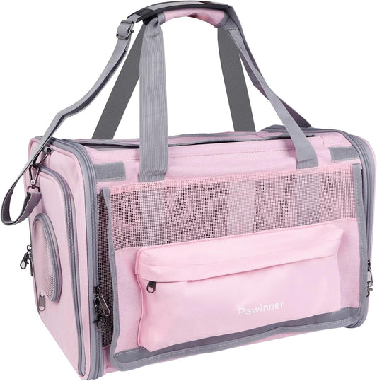 Cat Carriers, 17"X11"X11" Collapsible Pets Travel Carriers(Pink)