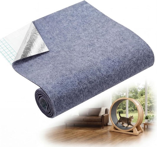 Cat Wheels Mat Replacement Pad Exercise Wheel 144.5 X 14.55 Inch Cuttable Cat Scratching Carpet Pet Engaging Track Treadmill Accessories for Indoor Running, Training (Gray,Solid Color)