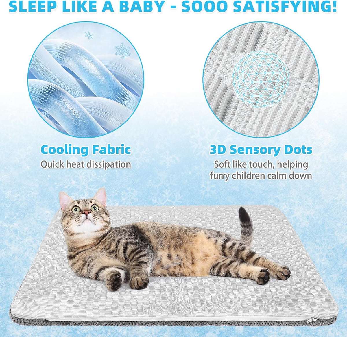 Cat Cooling Mat, Cooling Pad for Dogs Cats with Ice Gel Bag to Stay Clod Longer, Two Sided Soft Kitten Sleeping Bed for Summer, Washable for Crate Kennel, Arc-Chill Cool Fiber Q-MAX >0.45, 16.5X26"