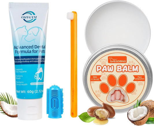 Dog Toothpaste with Toothbrush Kit - Coconut Chicken Flavor Pet Dental Care, Plaque Tartar Remover, Fresh Breath, Easy Brushing No Resistance for Dogs Cats, 2.1Oz