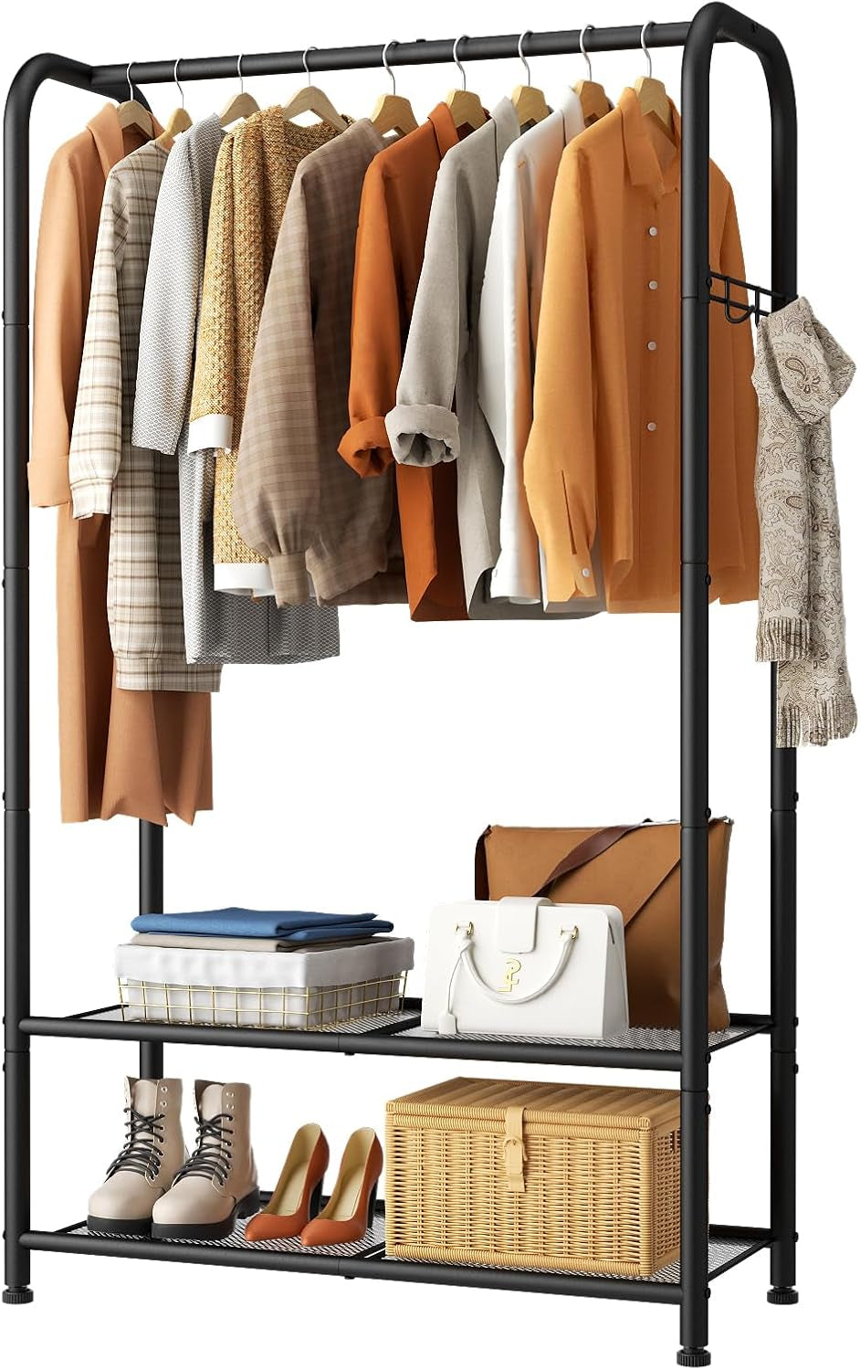 SINGAYE Wardrobe Standing Closet Clothing Rack with Shelf Hanging Clothes