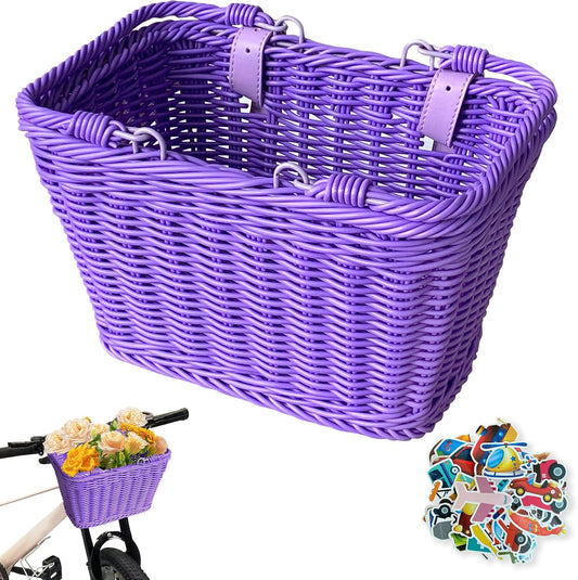 Kids Bike Basket for Boys &Girls with Adjustable Leather Straps