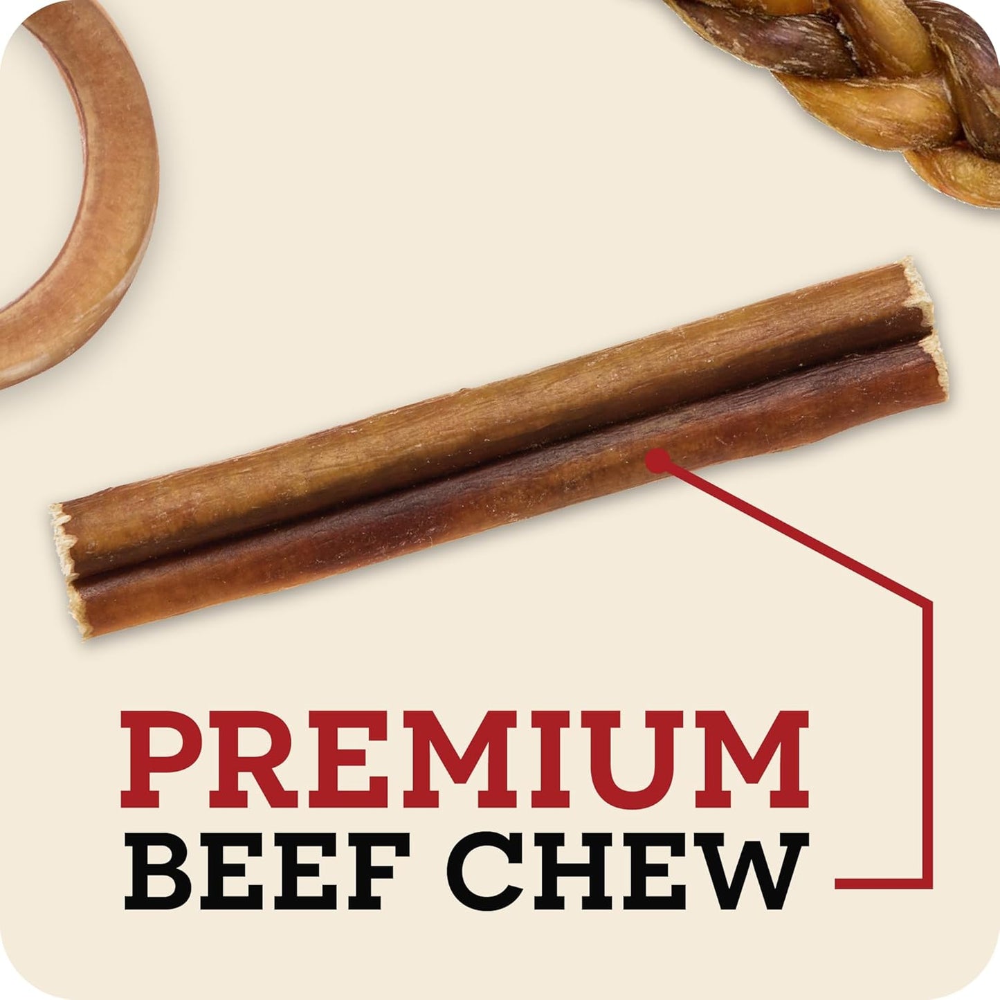 Redbarn Pet Products All Natural 5"-8" Braided Bully Sticks for Small & Large Dogs - Healthy Long Lasting Beef Chews Variety Party Pack - Single Ingredient Low Odor Rawhide Free - 8 Oz Bag