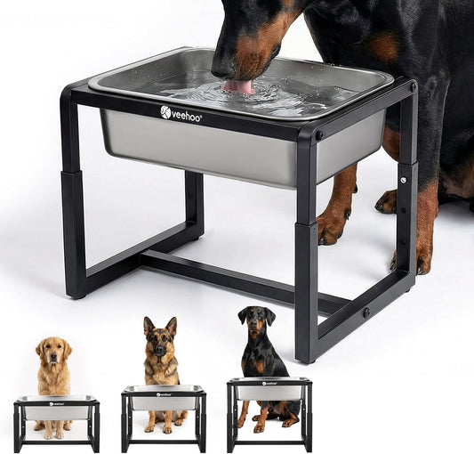 Veehoo 2.4 Gallon Elevated Outdoor Dog Water Bowl for Large Dogs