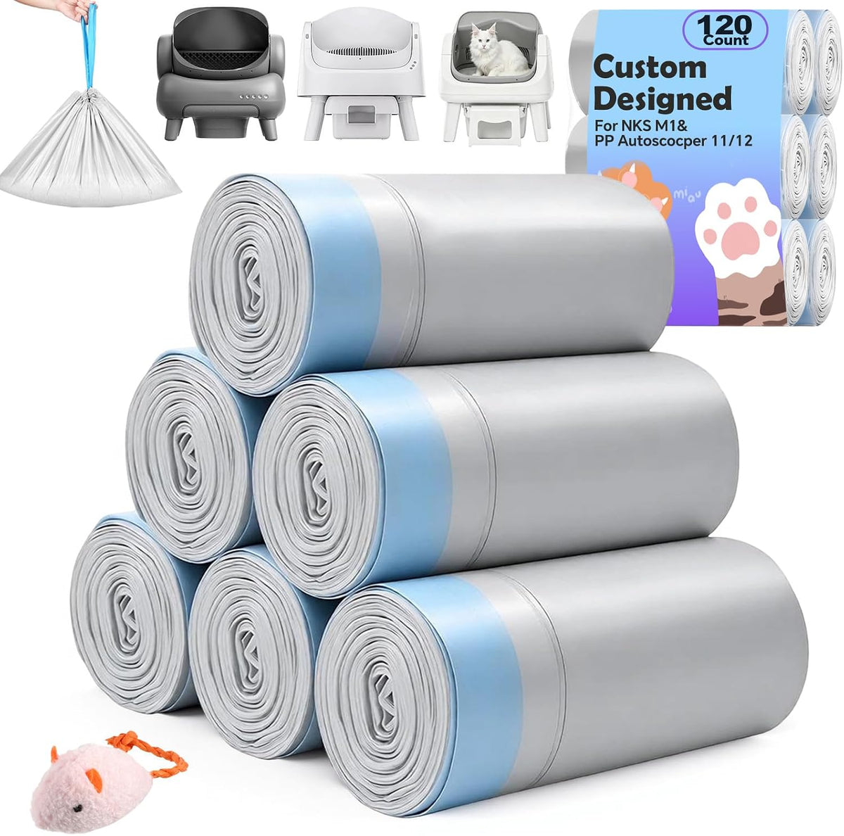 120 Count 27"X13" Cat Litter Bags Compatible with Neaksm1 & Petpivt 11/12