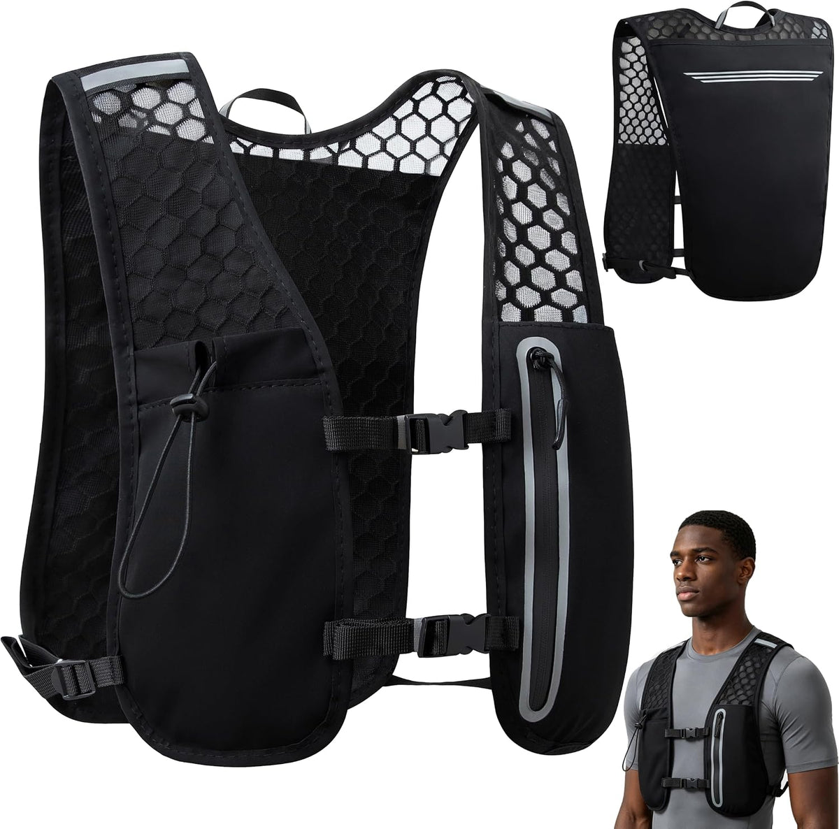 5L Lightweight Running Hydration Vest, Adjustable Reflective Pack for Trail, Cycling, Hiking, Marathon, Men and Women