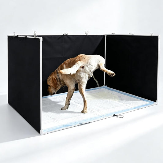 Dog Pee Pad Holder with High Walls, 35"X29"X17.5" No-Splash Indoor Potty Tray, Foldable Dog Litter Box for Small/Medium Male Dogs Puppy Potty Training (Black)