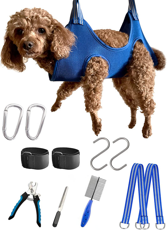 Kkiimatt Dog Grooming Hammock Harness for Extra Small Dog, XS Grooming Hammock for Pet, Dog Nail Hammock with Nail Clippers/Trimmer, Grooming Sling Holder Hanger for Nail Trimming/Clipping