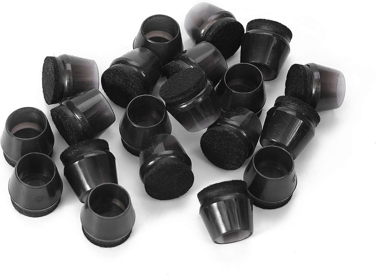 Furnigear Chair Leg Floor Protectors, 5/8" Silicone Caps, Black, 20 Pack