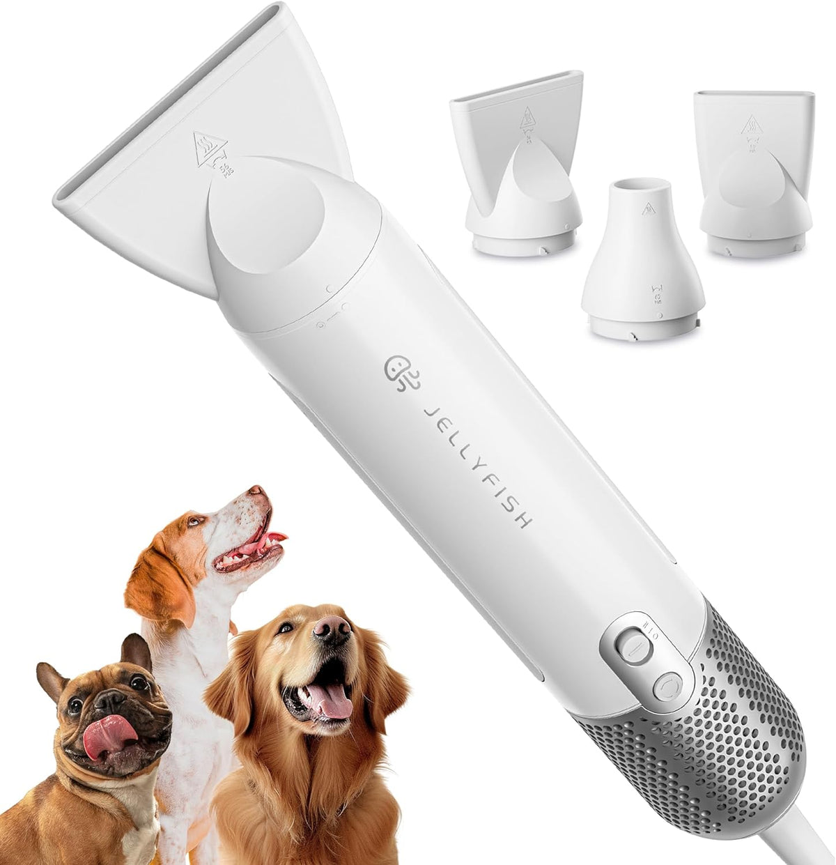 Jellyfish Handheld Dog Dryer - 1.21Lb Lightweight, 2 Speeds, 4 Temp, Portable High Velocity Blow Dryer for Travel & Home