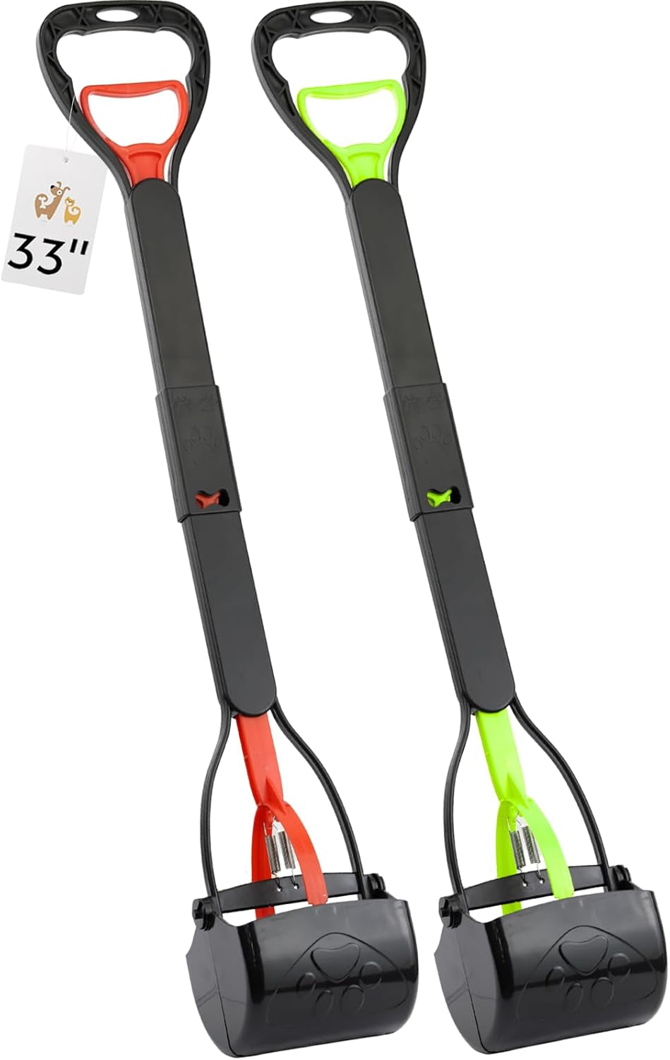 33" Pooper Scooper 2 Pack, XL Long Handle No-Touch Dog Pooper Scooper
