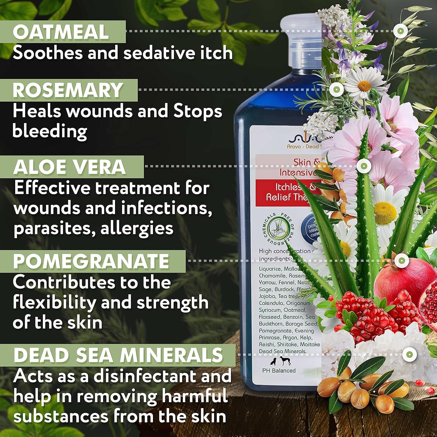 Arava Natural Medicated Dog Shampoo – anti Yeast anti Itch Dog Shampoo - Healthy Skin & Coat - First Aid in Hot Spots Ringworm Scrapes Abrasions & Dermatologic Infections - 400Ml / 13.5 Fl Oz