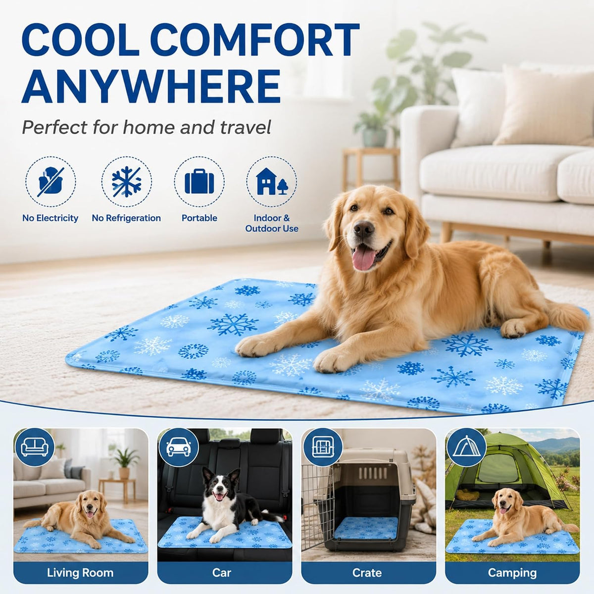 Dog Cooling Mat, Self-Cooling Water-Filled Pet Cooling Mat, Portable, Foldable Summer Ice Silk Cooling Mat, Washable Dog Bed Mat.