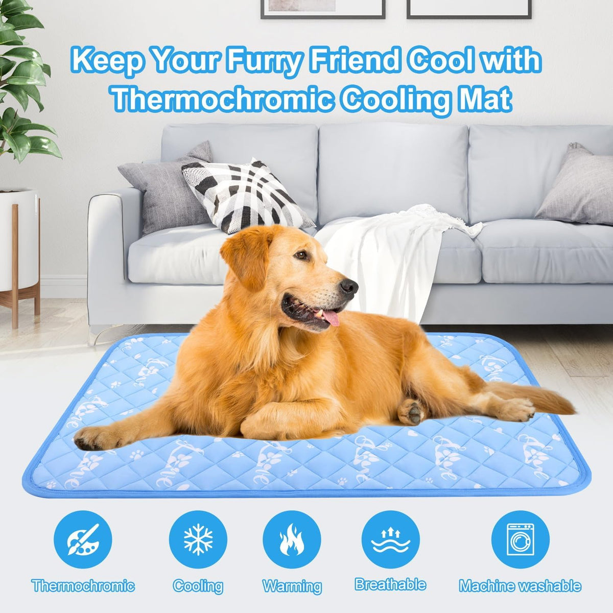 Dog Cooling Mat 36"X23" - Cool-Chill Cool Fiber,Double-Sided Cooling & Warm