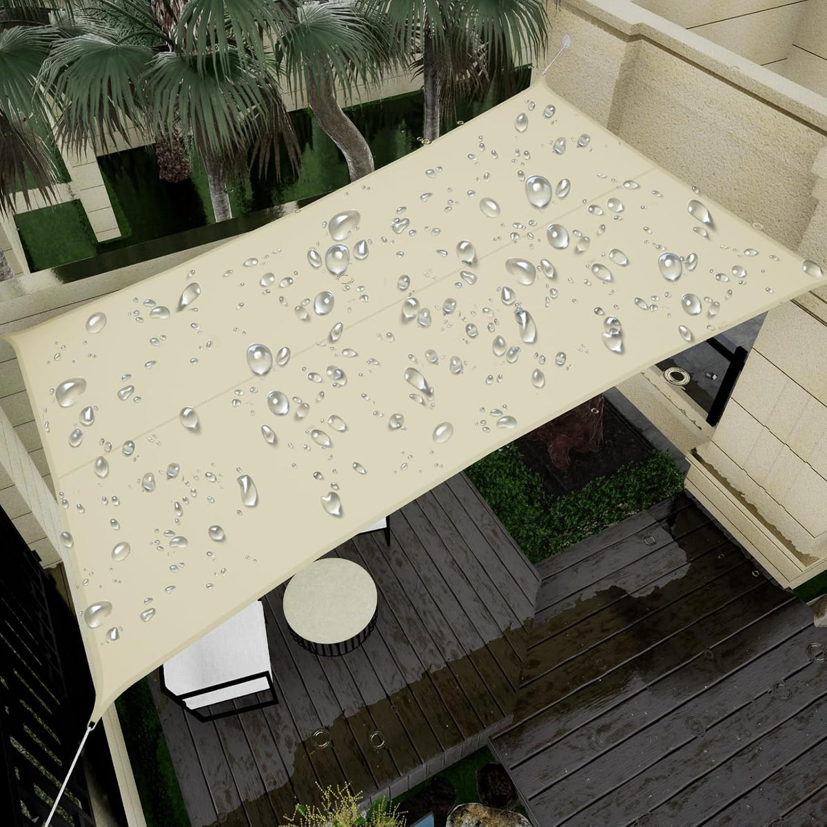 Waterproof Shade Sail 95% UV Rectangle 8'X10' Custom Sand