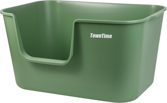 Extra Large Litter Box with High Sides 24.60" Lx16.92 Wx12.99 H,Anti-Splashing Kitty Litter Box,Tool-Free Assembly,Multi Cat Litter Box,Jumbo Litter Box (Green)