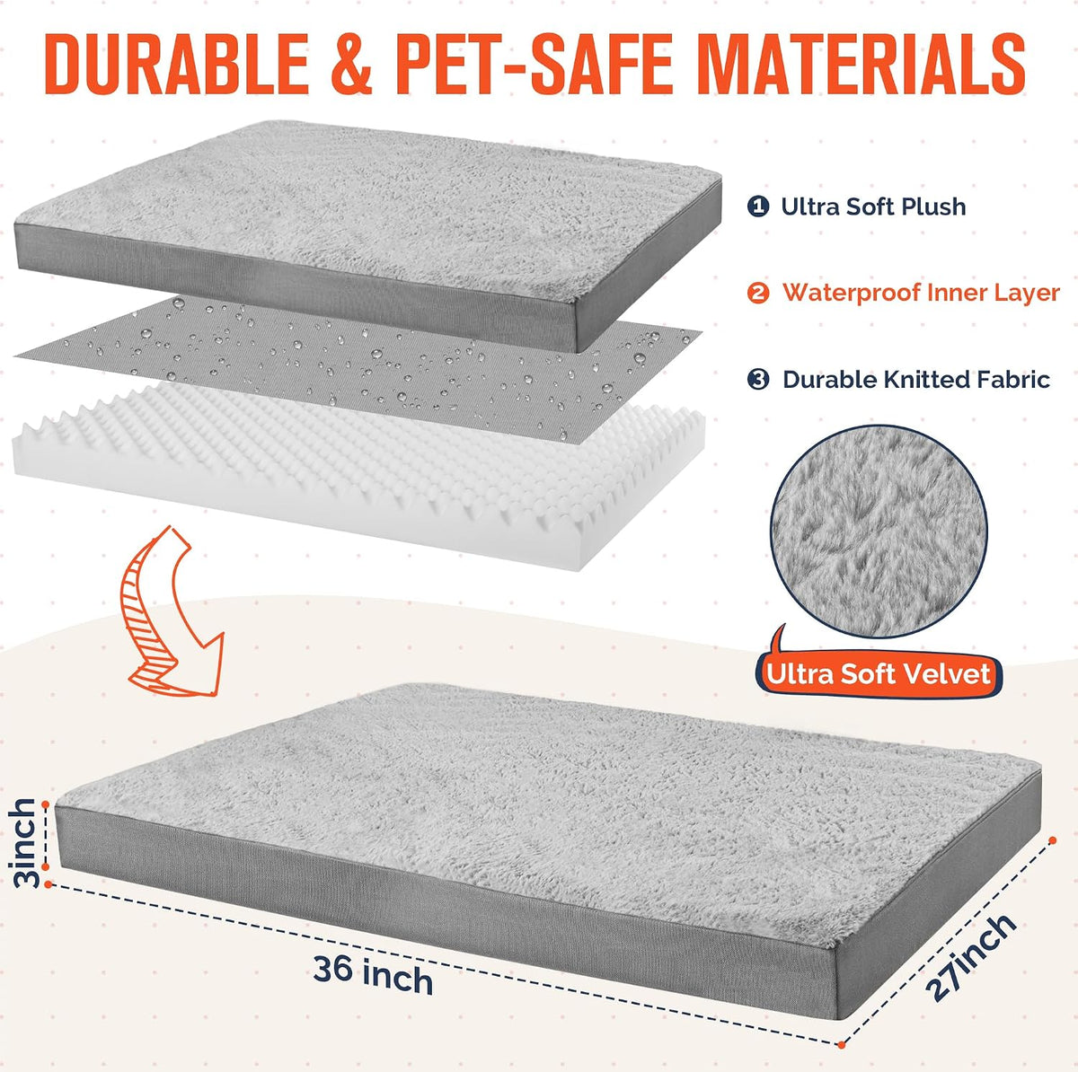 Simple Trending Orthopedic Dog Bed for Large Dogs with Removable Cover