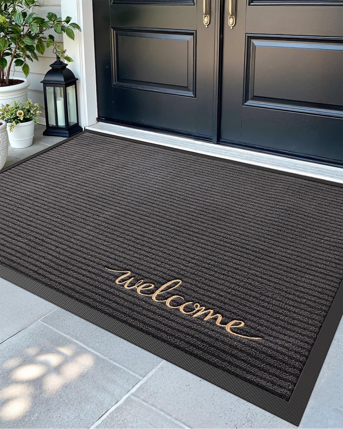 DEXI Front Door Mat outside Entrance 48X72 Welcome Rubber Entry Doormat