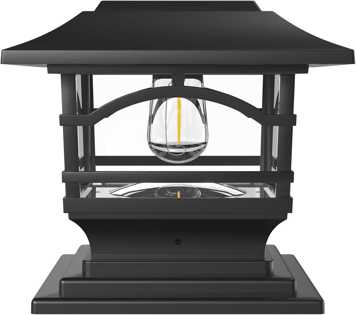 Davinci Lighting Edison Solar Outdoor Post Cap Lights - 4X4 5X5 6X6 - Bright LED Light for Fence Deck Garden or Patio Posts - Slate Black (1 Pack)