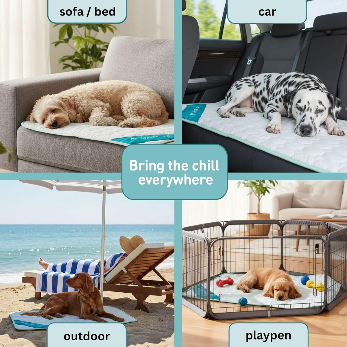 INSPECTOR TAIL Dog Cooling Mat Indoor & Outdoor with Ice Silk, XL Pet Pad