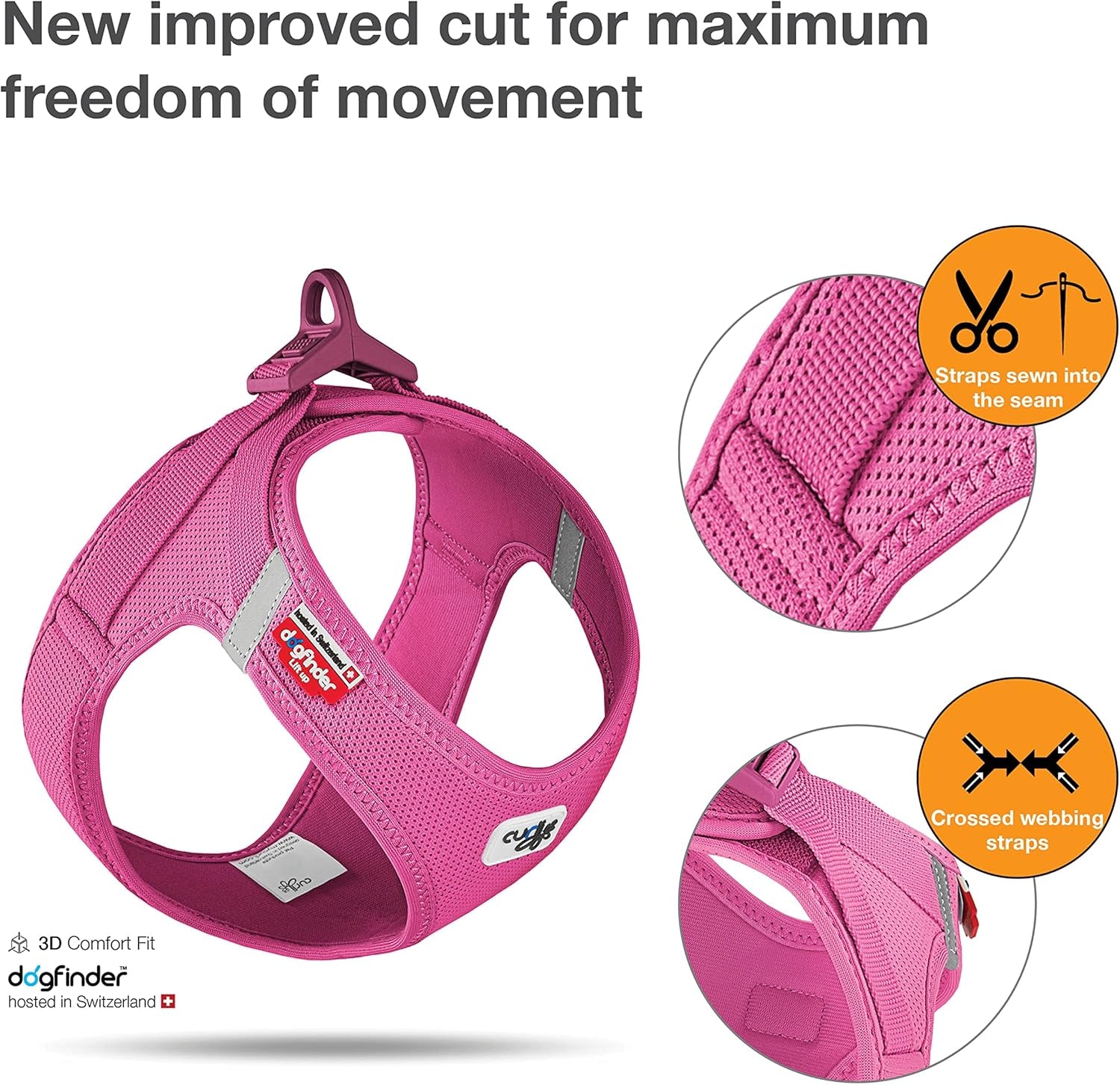 Vest Harness Curli Clasp Air-Mesh Fuchsia S
