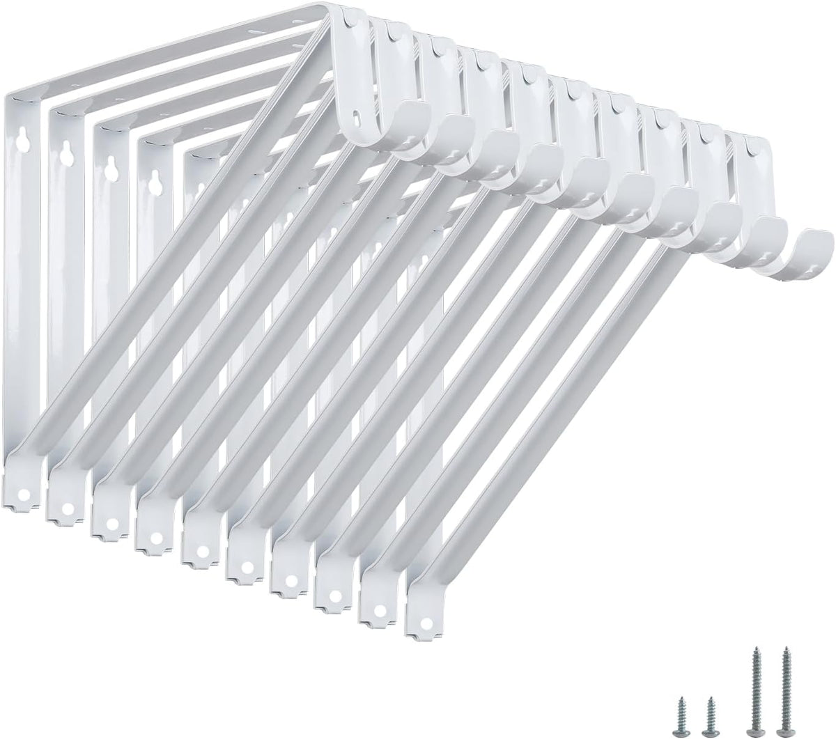 Closet Rod Brackets 11X9.5In, 10 Pack Closet Shelf Brackets, White