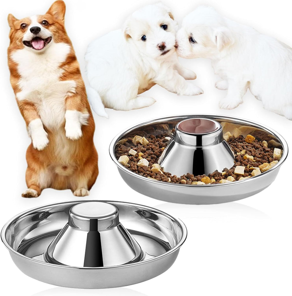 Nexboraque 2 Pack Stainless Steel Puppy Bowls
