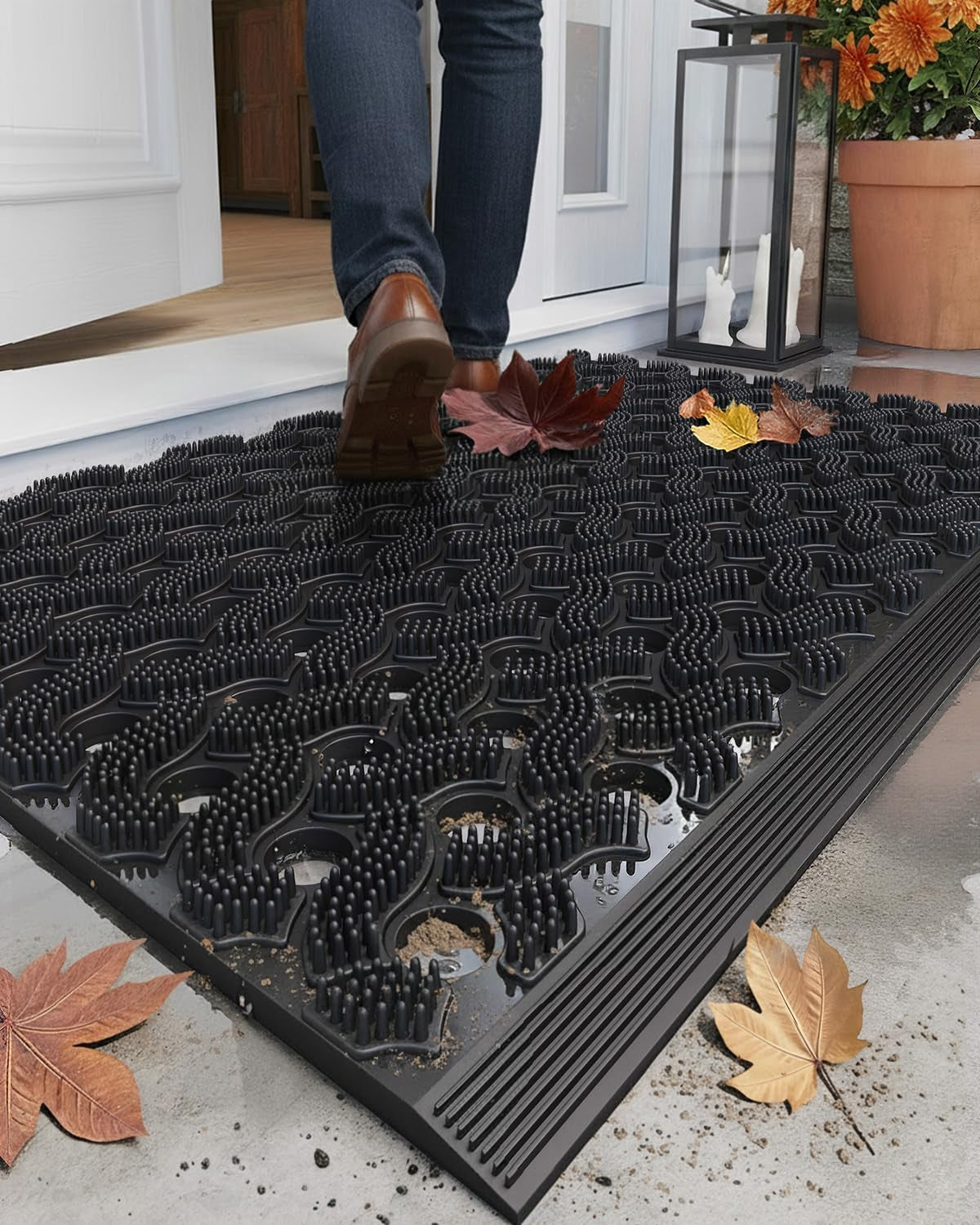 Color&Geometry Super Heavyweight Welcome Mat Outdoor, 24"X36" Black