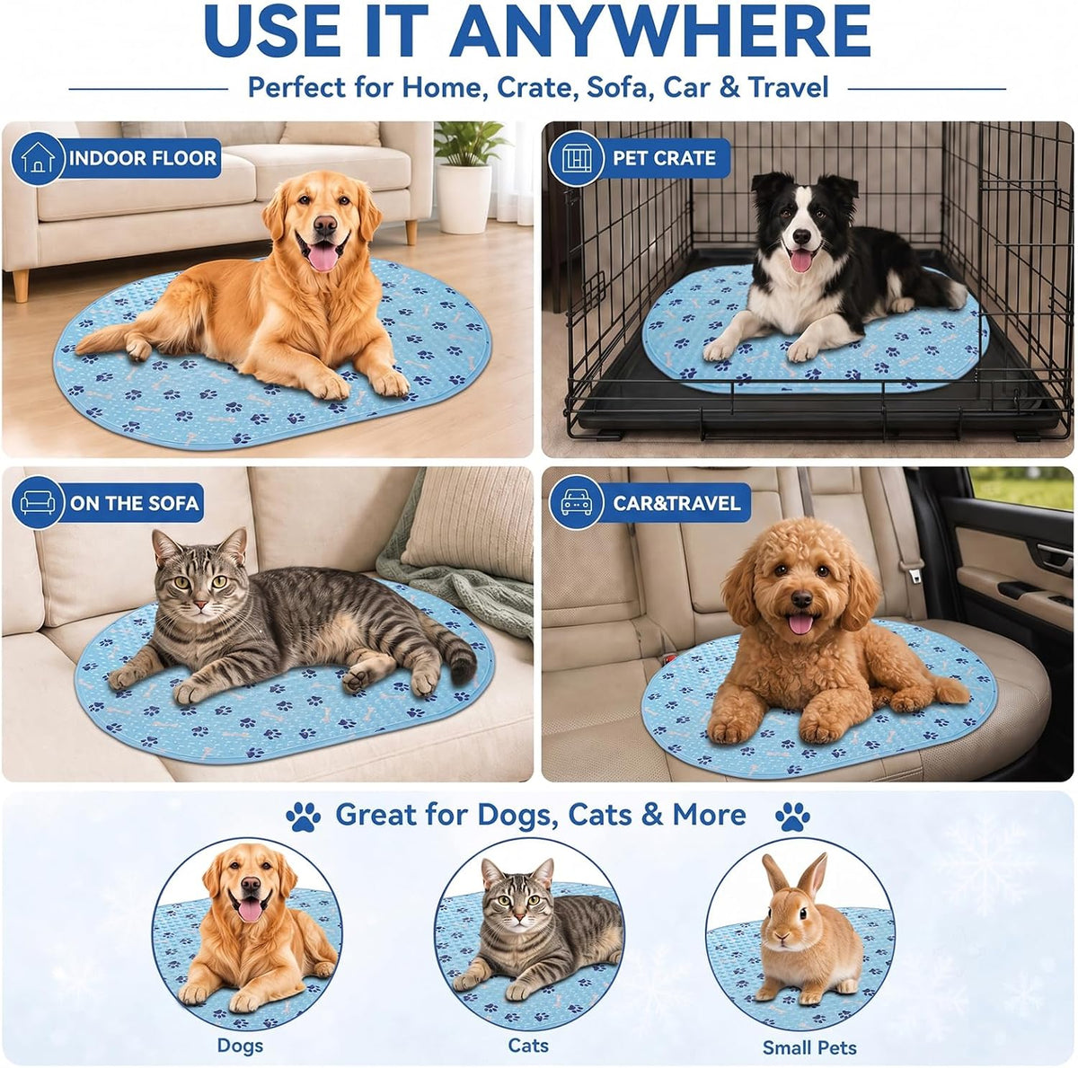 Cooling Mat for Dogs, Gel Dog Cooling Mat, Self-Cooling Gel Small Dog Pad