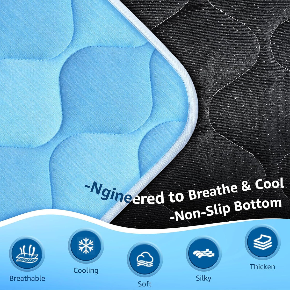 Cooling Mat for Dogs Extra Large 43" X 31", Cooling Pet Bed Outdoor & Indoor Use W Ice Silk Fabric, Summer Cool Pad for Dogs, Non-Slip Washable Pet Blanket for Crate Kennel Travel (Cryo Ice Blue)