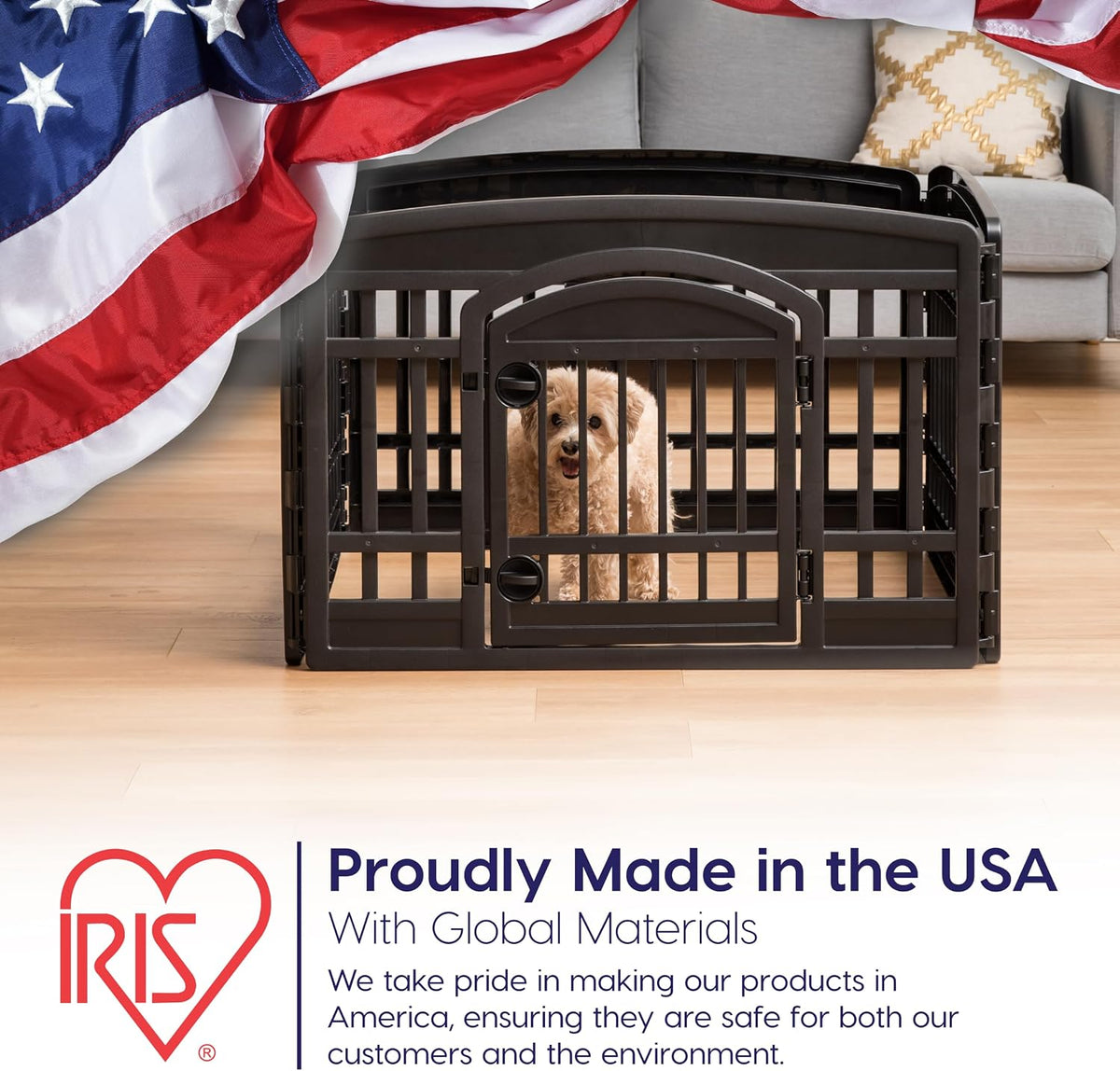 IRIS USA 4-Panel Dog Playpen, Pet Enclosure, White