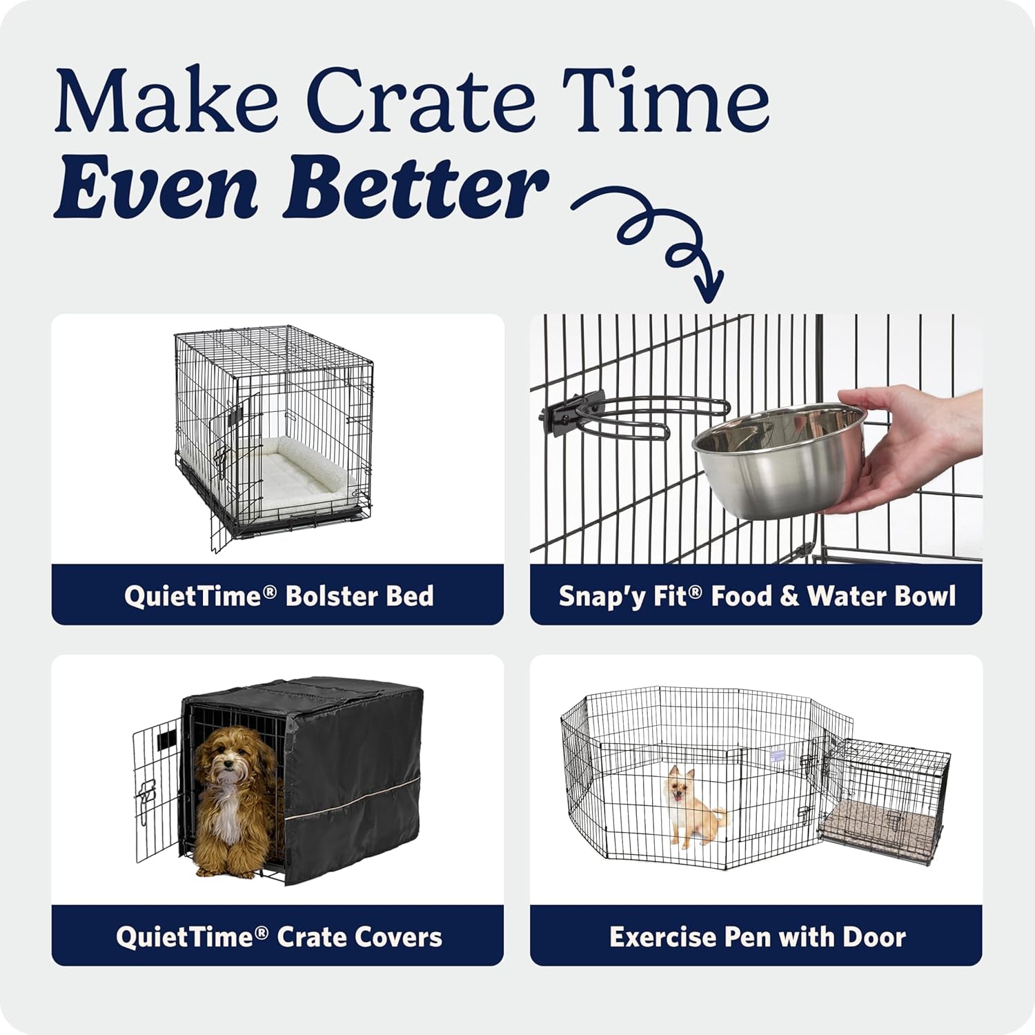Midwest Homes for Pets 30-Inch Icrate for Medium Breeds, 21-40 Lbs, Single Door Folding Dog Crate with Divider Panel, Leak-Proof Tray & Secure Latch, Portable, Durable & Easy to Assemble