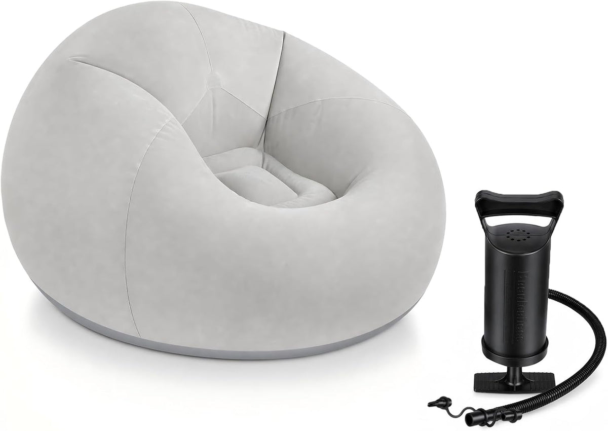 Inflatable Bean Bag Chair with Hand Pump, Portable Lounge Sofa