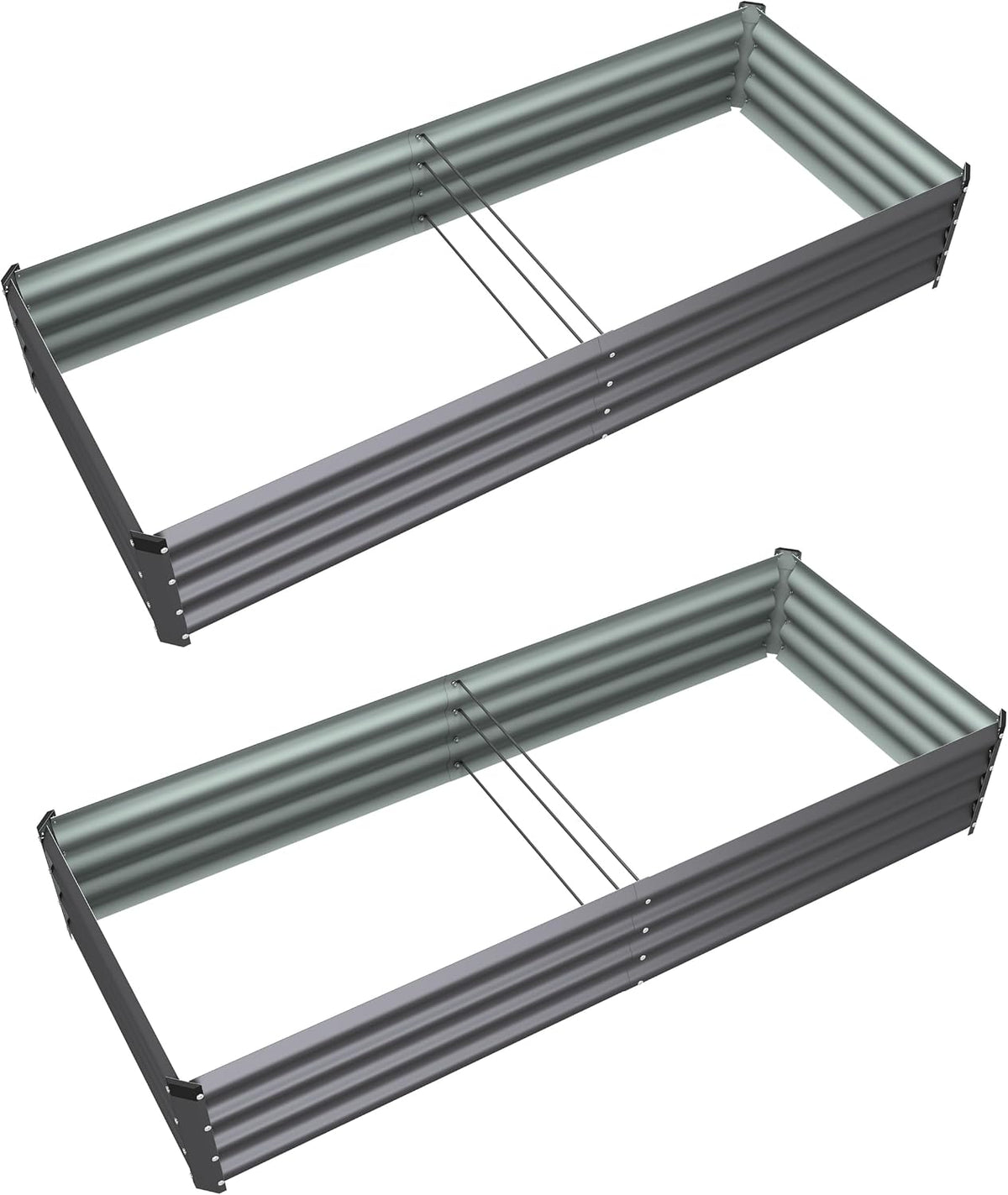 6X2X1 FT Metal Raised Garden Bed Kit, Dark Gray 2PCS