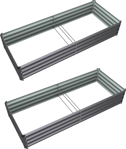 6X2X1 FT Metal Raised Garden Bed Kit, Dark Gray 2PCS
